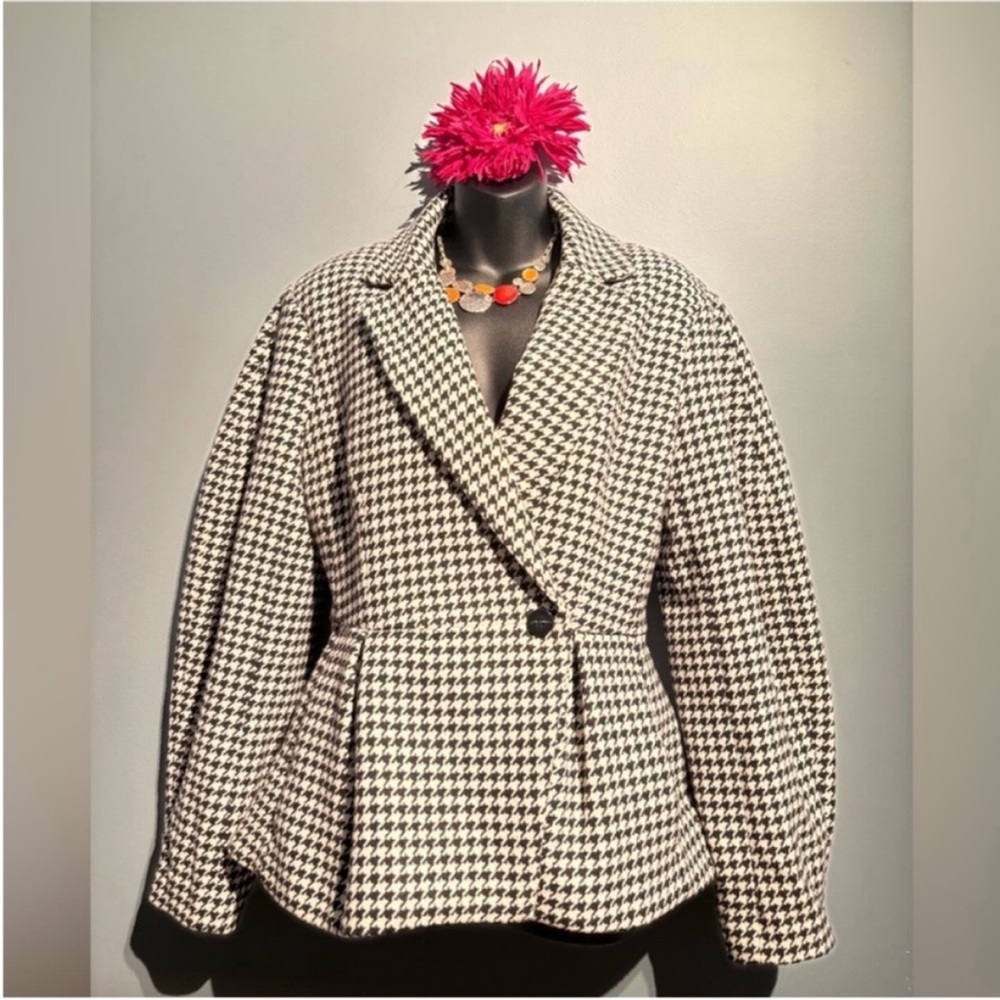 Anthropology Maeve Houndstooth Peplum Jacket size Medium - Picture 6 of 11